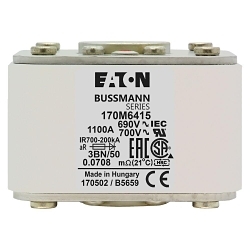 Bussmann 170M6415 Semi-Conductor High Speed Fuse, 1100 A, 690 V, 200 kA Interrupt, Class: aR, Square Body