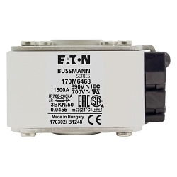 Bussmann 170M6468 Semi-Conductor High Speed Fuse, 1500 A, 1250/1300 V, 200 kA Interrupt, Class: AR, Square Body