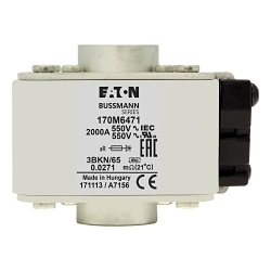Bussmann 170M6471 Semi-Conductor High Speed Fuse, 2000 A, 1000/1300 V, 200 kA Interrupt, Class: AR, Square Body