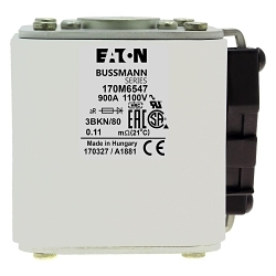 Bussmann 170M6547 Semi-Conductor High Speed Fuse, 900 A, 1.1 kV, 200 kA Interrupt, Class: aR, Square Body