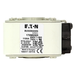 Bussmann 170M6565 Semi-Conductor High Speed Fuse, 1100 A, 690 V, 200 kA Interrupt, Class: aR, Square Body