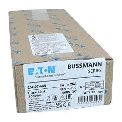 Bussmann 25H07-660 HRC Industrial Low Voltage British standard Fuse, 25 A, 660 V AC/250 V DC, 80 kAIC Interrupt, Class: GL/GG/C, Cartridge Body