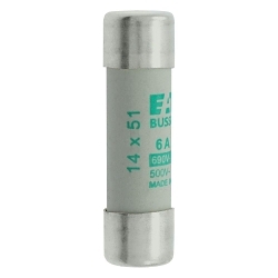 Bussmann C14M6 Cylindrical Low Voltage Fuse, 6 A, 690 V, 80 kA Interrupt, Class: aM, Cylindrical Body