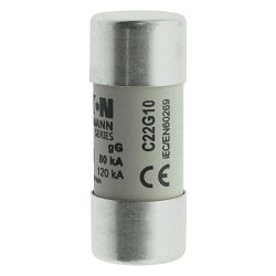 Bussmann C22G10 Cylindrical Low Voltage Non-Indicating Fuse Link, 690 V, 10 A, For Use With CH22 Series Fuse Holder, JM70100 Series Modular Fuse Block, Class C gG/gL Fuse, Ceramic