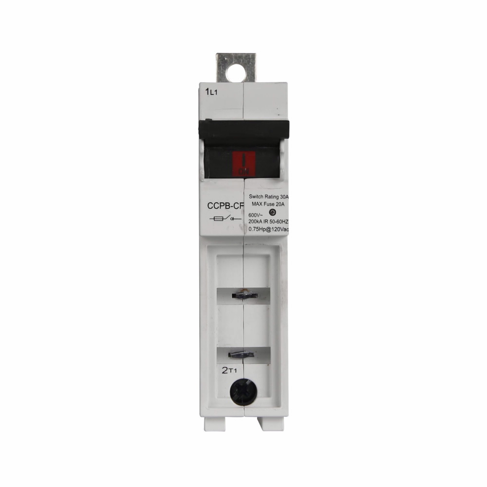 Bussmann CCPB-1-50CF CUBEFuse® CCPB-1-50CF Finger Safe Fusible Disconnect Lock-On Provision Compact Circuit Protector Base, 600 VAC, 50 A, 1 Poles, Class CF Fuse, 18 to 4 AWG Wire