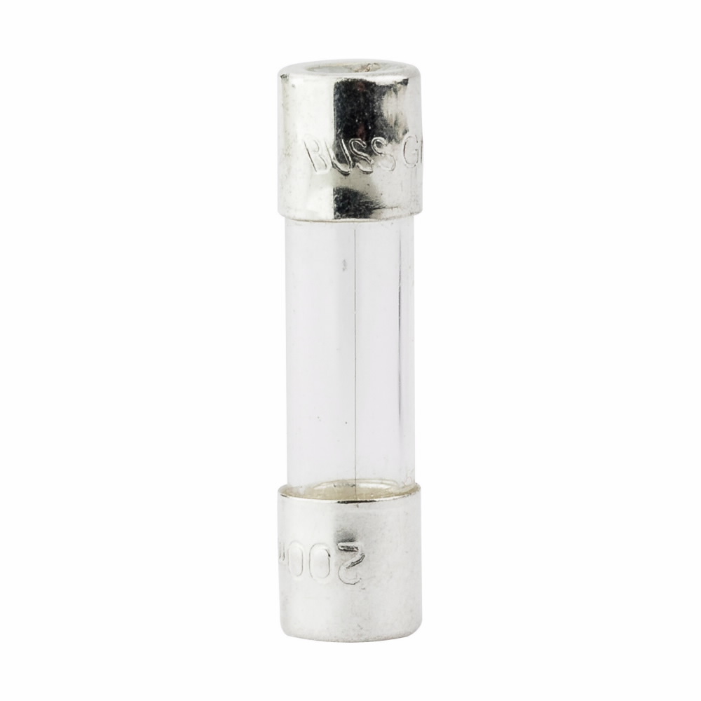 Bussmann GMA-200-R Low Breaking Small Dimension Fast Acting Fuse With Silver Plated Brass End Caps, 200 mA, 250 V AC, 35 A, 10 kA Interrupt, Cylindrical Body