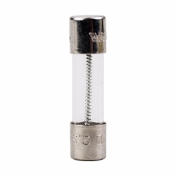 Bussmann GMD-2.5-R Low Breaking Small Dimension Time Delay Fuse With Nickel Plated Brass End Caps, 2.5 A, 250 V AC, 100 A/10 kA Interrupt, Cylindrical Body