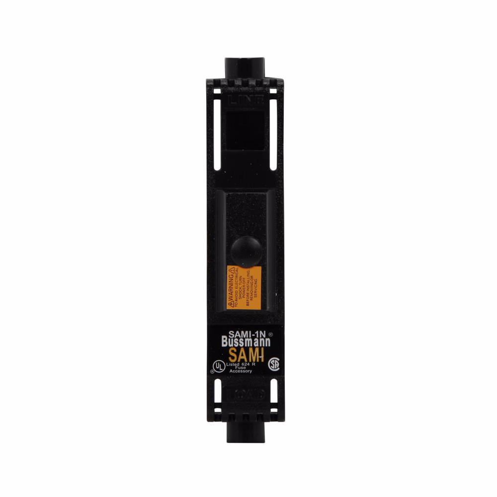 Bussmann SAMI-1N SAMITM Dead Front Indicating Class H Fuse Cover, 0 to 30/35 to 60 A, 250/600 VAC/VDC, For Use With Class J/H/K5/R/T Midget Fuse, Thermoplastic, Black