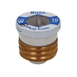Bussmann W-2 Fast Acting Low Voltage Plug Fuse, 2 A, 125 V AC, 10 kAIC Interrupt, Edison Base/Round Body