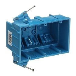 Carlon BH353A New Work Non-Metallic Outlet Box, PVC, 53 cu-in Capacity, 3 Gangs