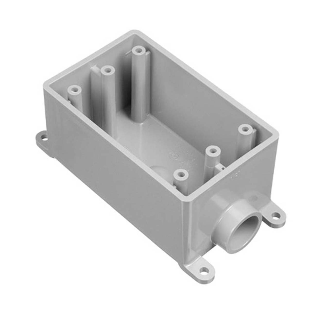 Carlon E980FFN Type FSE Non-Metallic Rigid Shallow Style Device Box, PVC, 18 cu-in Capacity, 1 Gangs, 1 Outlets, 1 Knockouts, 4.54 in L x 2.8 in W x 2.3 in D