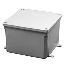Carlon E989PPJ Non-Metallic Rigid Molded Junction Box, 5 in H x 5 in W x 2 in D, Screw Cover, NEMA 4/4X/6P NEMA Rating, Polycarbonate