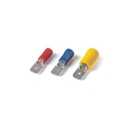 Catamount TV14-250MD-XV Insulated Male Disconnect With Copper Sleeve, 16 to 14 AWG Conductor, 0.25 in W x 0.032 in THK Tab, Brass, Blue