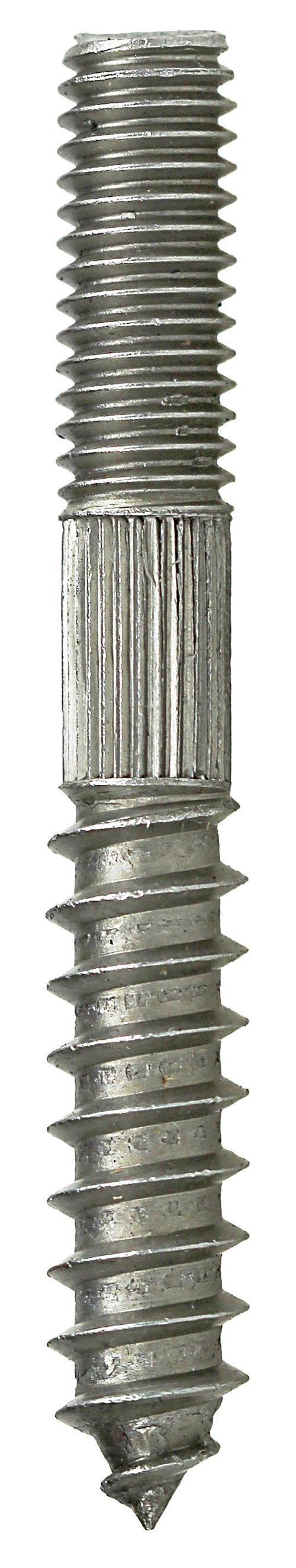 Dottie HB14 Hanger Bolt, 1/4 in, 3 in OAL, Steel, Zinc Plated, Lag/Machine Screw Thread