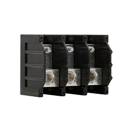 Eaton Bussmann series 16383-3 Bussmann 16383-3 Barrier Power Terminal Block, 600 V AC/DC, 380 A, 3 Poles, 6 AWG to 500 kcmil Cu/Al Line Wire, Aluminum/Thermoplastic