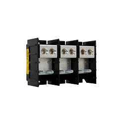 Eaton Bussmann series 16582-3 Bussmann 16582-3 Barrier Power Terminal Block, 600 V AC/DC, 760 A, 3 Poles, 6 AWG to 500 kcmil Cu/Al Line Wire, Aluminum/Thermoplastic