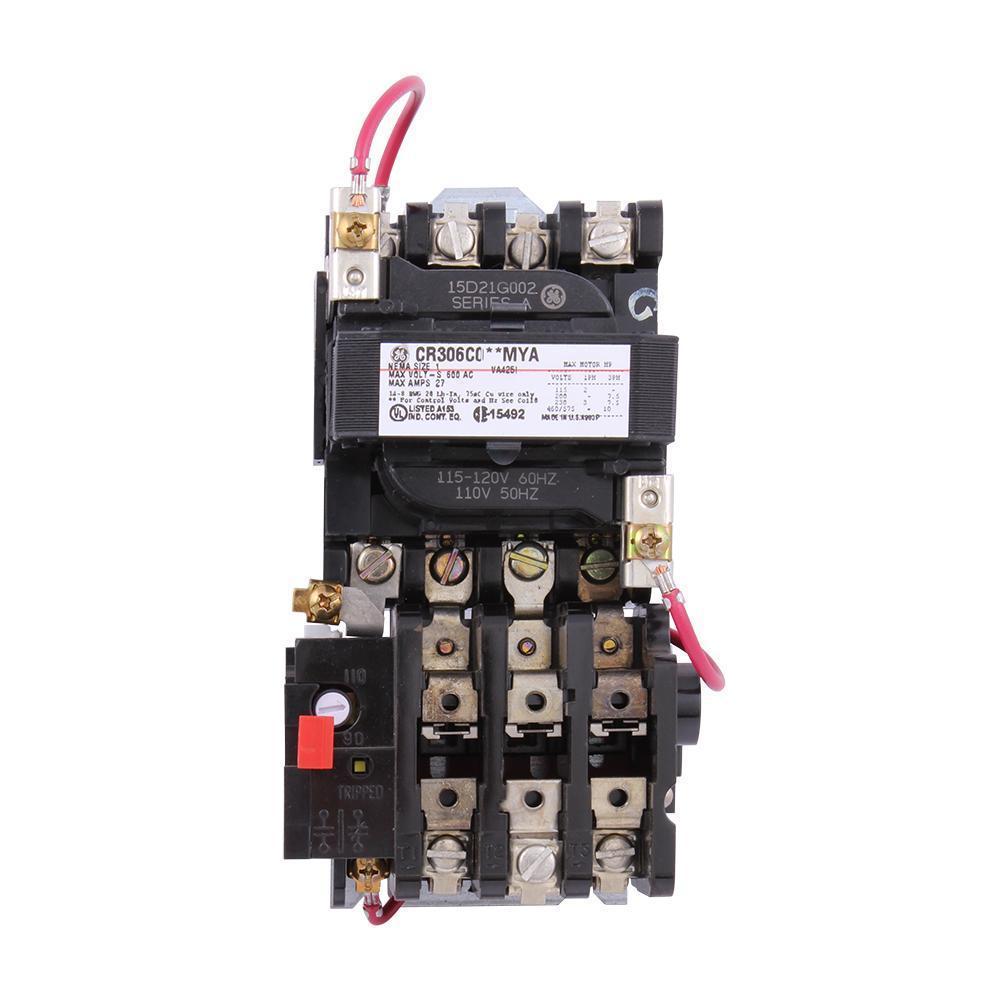 GE CR306C002MYA CR306 300-Line Full Voltage Non-Combination Non-Reversing NEMA Magnetic Starter, 115 to 120 VAC V Coil, 3 Poles, Open Enclosure