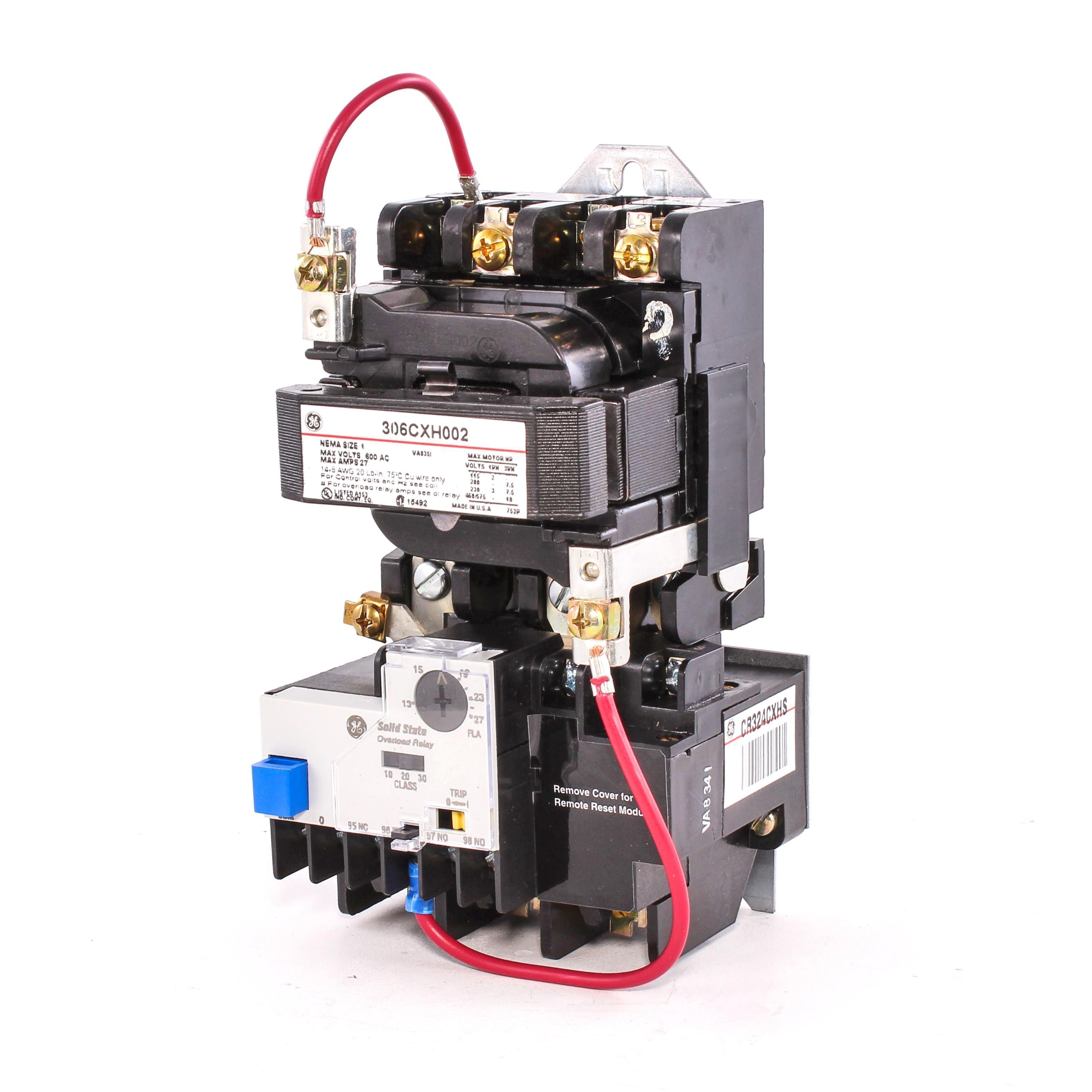 GE CR306CXH002 CR306 300-Line Full Voltage Non-Combination Non-Reversing NEMA Magnetic Starter, 115 to 120 VAC V Coil, 3 Poles, Open Enclosure