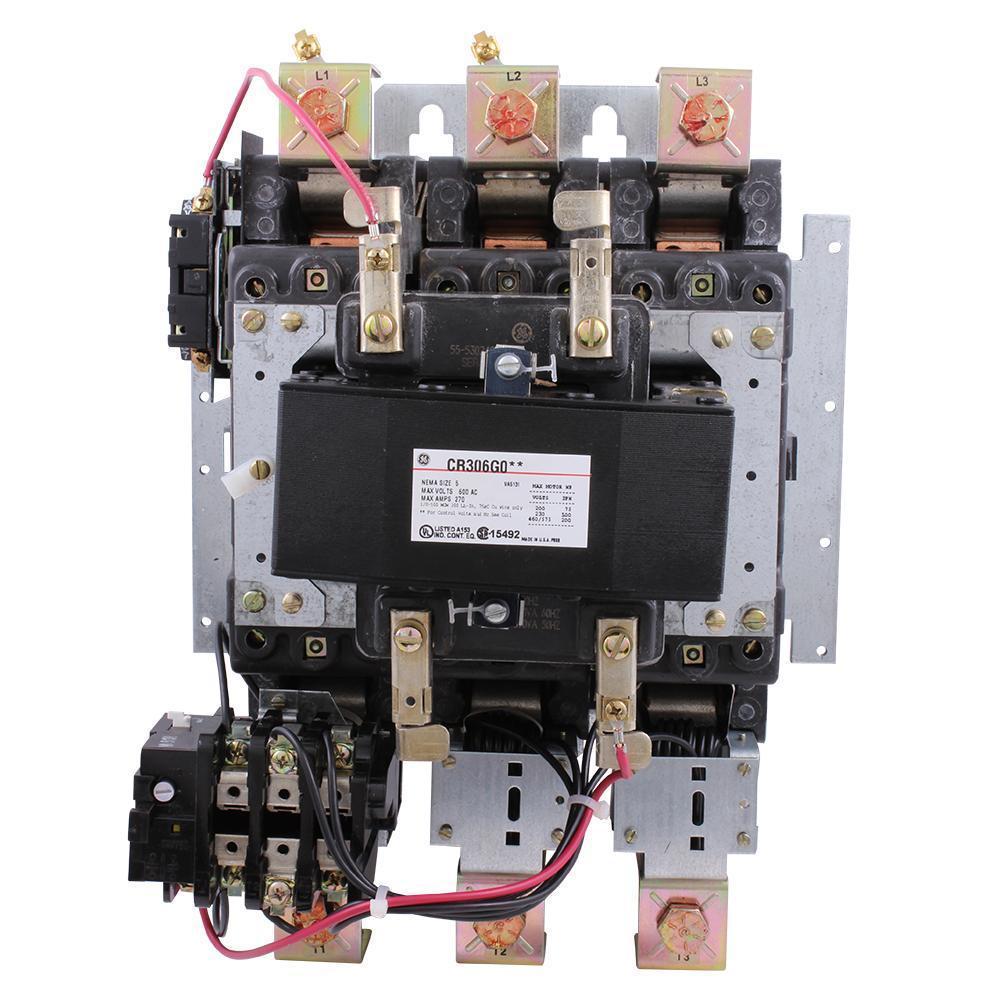 GE CR306G002 300 Line Full Voltage Non-Combination Non-Reversing NEMA Magnetic Starter, 115 to 120 VAC V Coil, 3 Poles, Open Enclosure