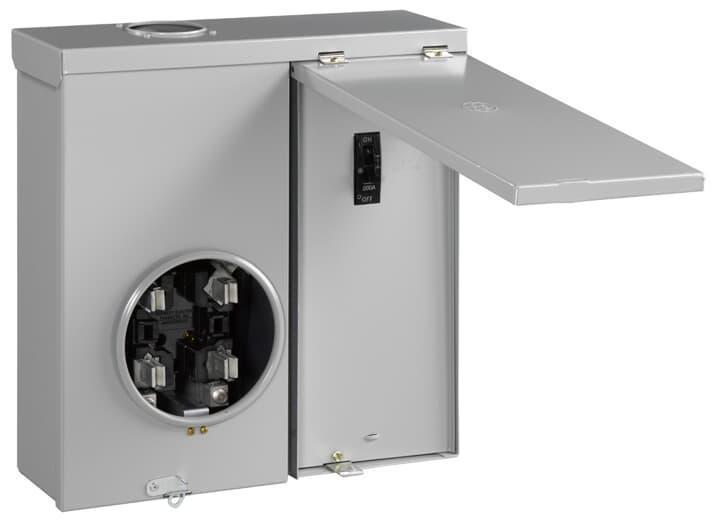 GE TM15RMC PowerMark GoldTM TM15RMC 3-Wire Main Breaker Meter Socket Loadcenter With Bonded Neutral, 120/240 V AC, 150 A, 1 Phase, NEMA 3R Enclosure