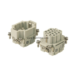 HARTING 09320103001 09 32 010 3001 Han® EE Terminal Insert, 10 Positions, 20 to 12 AWG Wire, Crimp/Male Connection, Polycarbonate