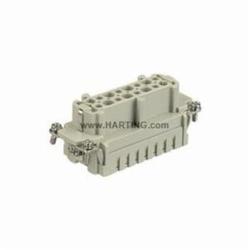 HARTING 09330162702 09 33 016 2702 Han E® Terminal Insert, 16 Positions, 20 to 12 AWG Wire, Crimp/Female Connection, Polycarbonate