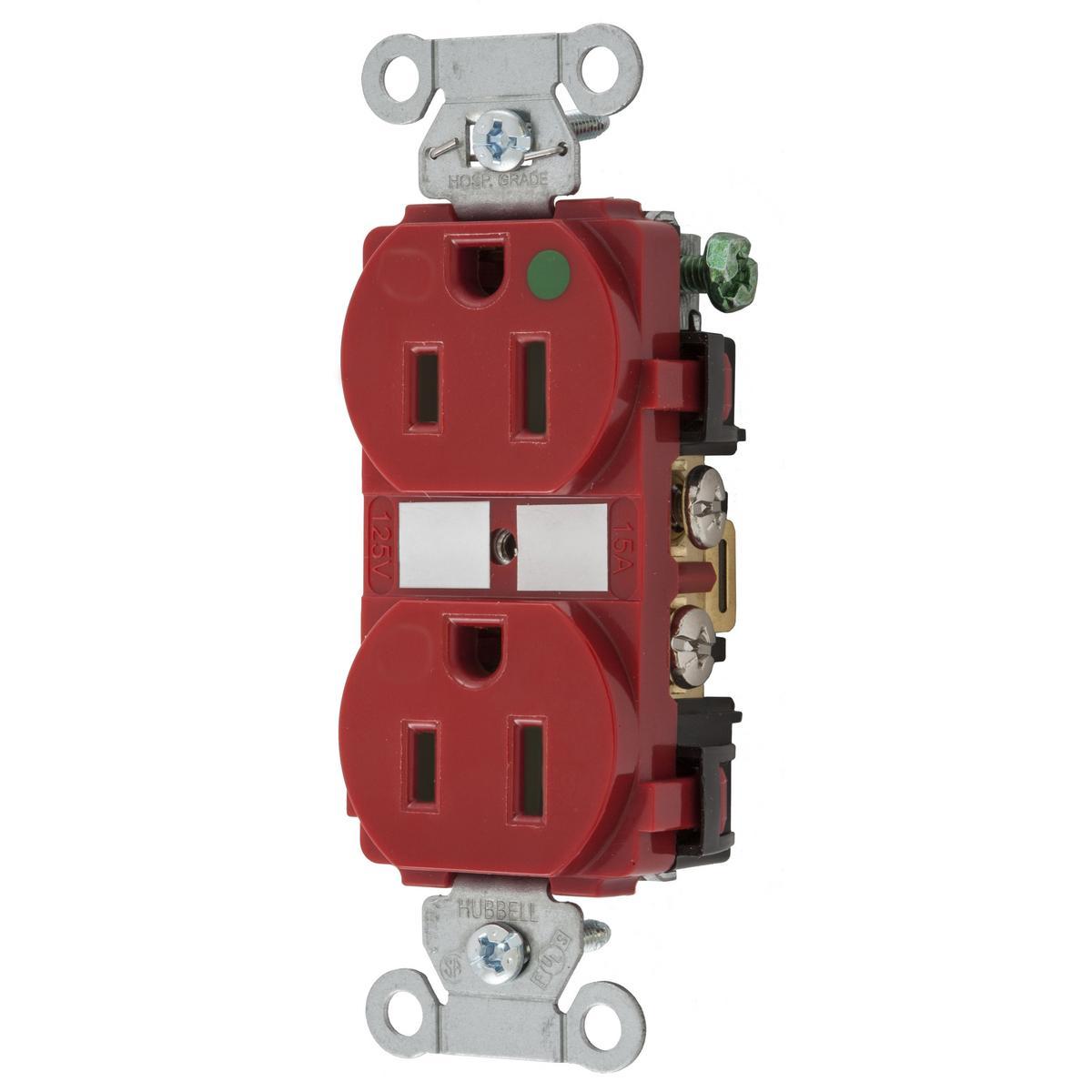 Hubbell Wiring Device-Kellems 8200RED - Straight Blade Receptacles