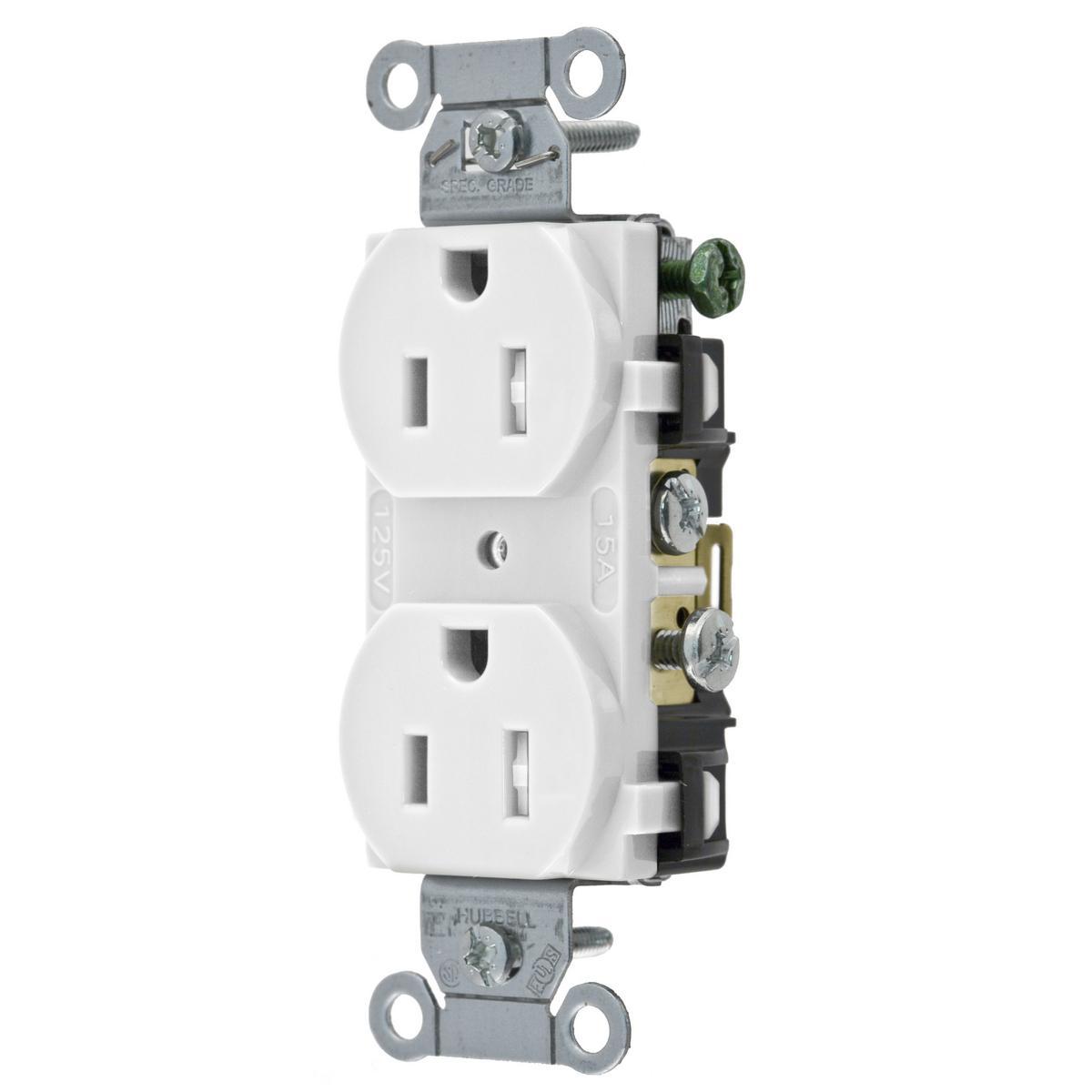 Hubbell Wiring Device-Kellems CR15WHITR - Straight Blade Receptacles