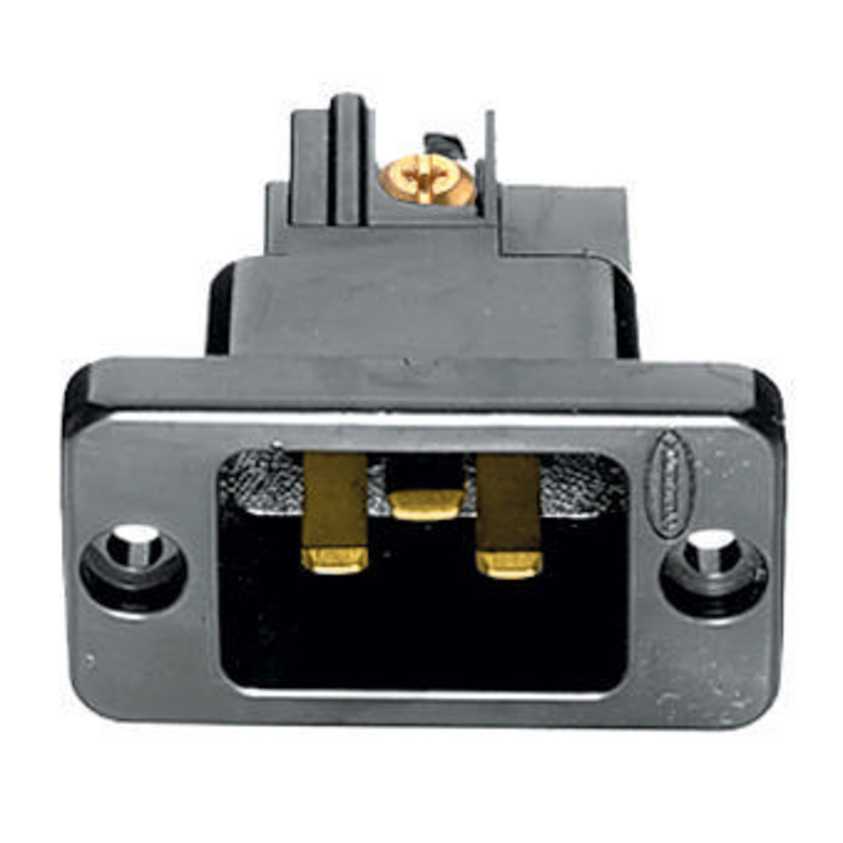Hubbell Wiring Device-Kellems H320B Hubbell Wiring Device-Kellems H320B 1-Phase Chassis Grounding Heavy Duty Single Standard Screw Mount Straight Blade Inlet, 250 V AC, 16/20 A, 2 Poles, 3 Wires, Black