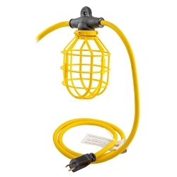 Hubbell Wiring Device-Kellems HBL142SJ100PS Hubbell Wiring Device-Kellems HBL142SJ100PS Type A Non-Dimmable Straight Blade Temporary Stringer Light With Plastic Guards, 150 W Fixture, 125 V AC, 10 Lamps