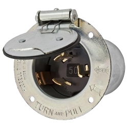 Hubbell Wiring Device-Kellems HBL3768 Hubbell Wiring Device-Kellems HBL3768 3-Phase Extra Heavy Duty Grounding Standard Screw Mount Locking Flanged Inlet, 600 V AC/250 V DC, 50 A, 3 Poles, 4 Wires, Metallic