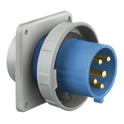 Hubbell Wiring Device-Kellems HBL516B1W Hubbell Wiring Device-Kellems HBL516B1W 1-Phase Flanged Grounding Non-NEMA Male Pilot Duty Single Standard Watertight Screw Mount Pin and Sleeve Inlet, 380/415 V AC, 16 A, 4 Poles, 5 Wires, Blue