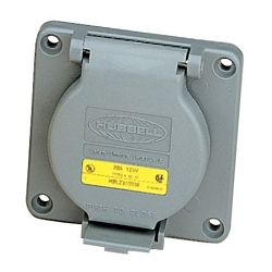 Hubbell Wiring Device-Kellems HBL6375S Hubbell Wiring Device-Kellems HBL6375S 1-Phase Grounding Heavy Duty Standard Sized Screw Mount Flanged Inlet, 125/250 V AC, 50 A, 3 Poles, 4 Wires, Black