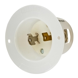 Hubbell Wiring Device-Kellems HBL7524C Hubbell Wiring Device-Kellems HBL7524C 1-Phase Extra Heavy Duty Non-Grounding Standard Screw Mount Locking Flanged Inlet, 125 V AC, 15 A, 2 Poles, 2 Wires, White
