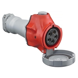 Hubbell Wiring Device-Kellems HBLS560C7WP Hubbell Wiring Device-Kellems AdvantageTM HBLS560C7WP Heavy Duty Switched Pin and Sleeve Connector With Pilot Contact, 277/480 VAC, 60 A, 4 Poles, 5 Wires