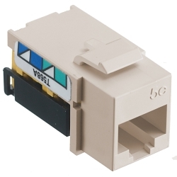 Hubbell Wiring Device-Kellems NSJ5ELA netSELECT® NEXTSPEED® NSJ5ELA 8-Position Standard Universal A/B Modular Jack, Cat 5e Module, Screw Mount, Light Almond