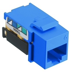 Hubbell Wiring Device-Kellems NSJ6B netSELECT® NEXTSPEED® NSJ6B Standard Universal A/B Modular Jack, Cat 6 Module, Screw Mount, Blue