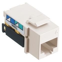 Hubbell Wiring Device-Kellems NSJ6I netSELECT® NEXTSPEED® NSJ6I Standard Universal A/B Modular Jack, Cat 6 Module, Screw Mount, Ivory