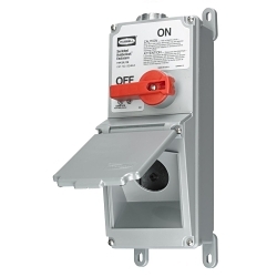 Hubbell Wiring Device-Kellems SEHBL3 Hubbell Wiring Device-Kellems Hubbellock® SEHBL3 2-Position Lever Actuated Non-Metallic Standard Foot Mount Switched Enclosure, 600 V AC, 30 A, 3 Poles, Gray