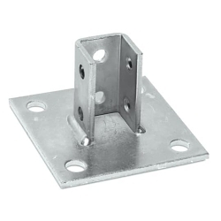 Kindorf B 924SQ EG B-924SQ-EG B-924SQ 10-Hole Square Post Base Connector, 6 in L x 6 in W, For Use With Kindorf® Channels, Steel, SilverGalv®/Electro-Galvanized