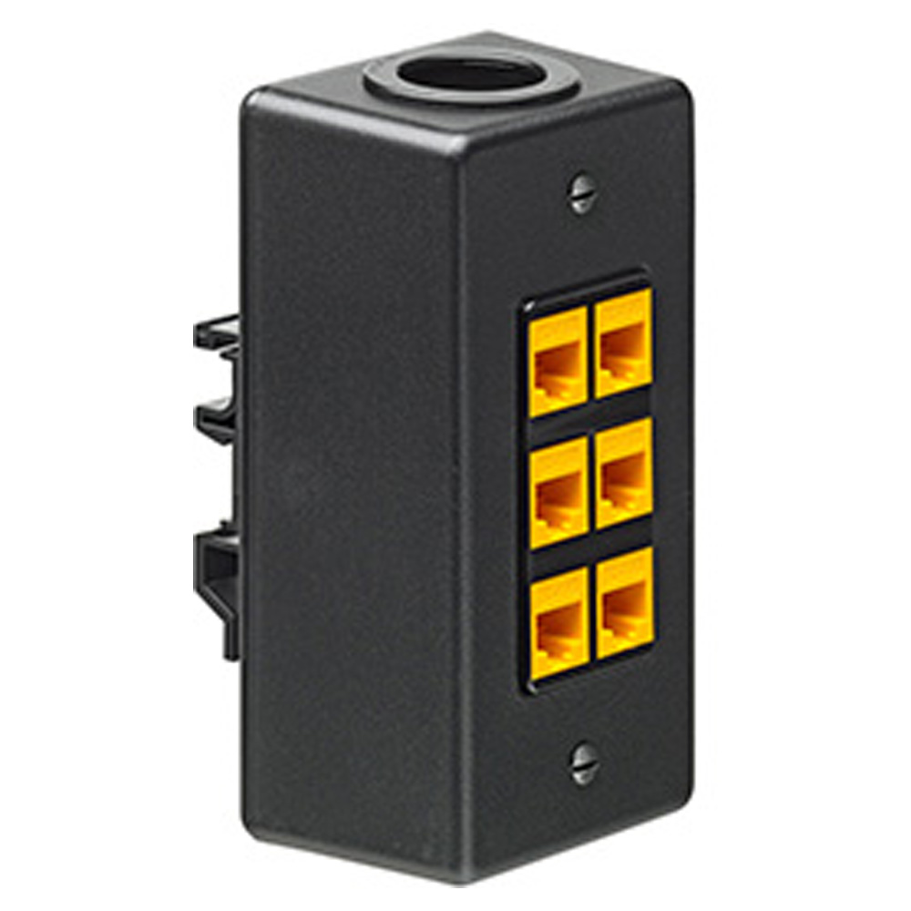 Leviton 41089-6DN QuickPort® 41089-6DN 6-Port DIN Rail Box, DIN Rail Mount, Plastic, Black