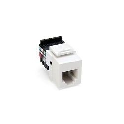 Leviton 41106-RW6 QuickPort® 41106-RW6 6-Conductor 6-Position 110-Style Snap-In Connector, USOC/Voice Module, Flush Mount, 1 Port, Plastic, White