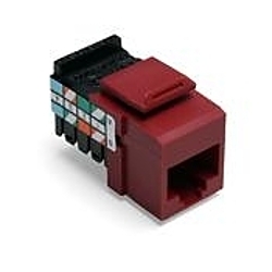 Leviton 41108-RR3 QuickPort® 41108-RR3 8-Conductor 8-Position 110-Style UTP Connector, Cat 3 Module, Flush Mount, 1 Ports, Plastic, Dark Red