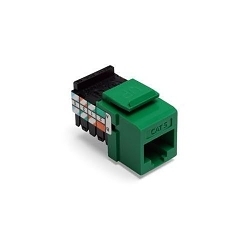 Leviton 41108-RV5 QuickPort® 41108-RV5 8-Conductor 8-Position 110-Style UTP Connector, Cat 5 Module, Flush Mount, 1 Port, Plastic, Green