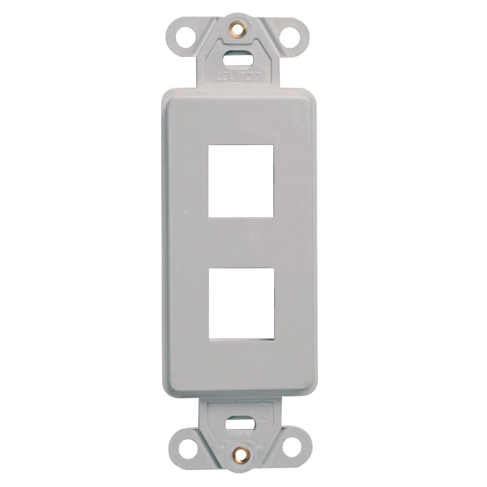 Leviton 41642-GY Decora® QuickPort® 41642-GY Multimedia Insert, 2 Ports, Fastened Mount, Gray