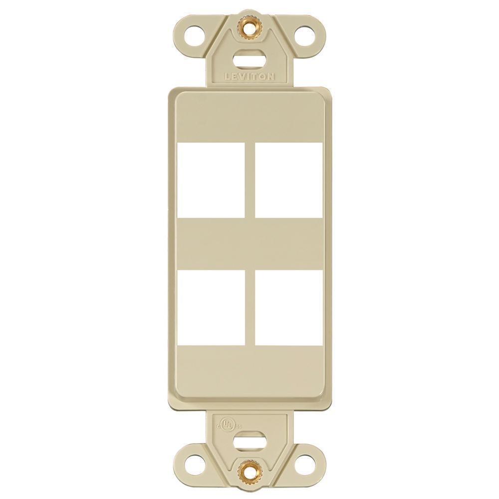 Leviton 41644-I Decora® QuickPort® 41644-I Multimedia Insert, 4 Ports, Fastened Mount, Ivory