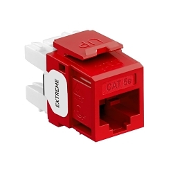 Leviton 5G110-RC5 GigaMax® QuickPort® 5G110-RC5 8-Conductor 8-Position Component Rated UTP Connector, Cat 5e Module, Panel Mount, 1 Ports, Plastic, Crimson Red