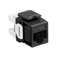 Leviton 5G110-RE5 GigaMax® QuickPort® 5G110-RE5 8-Conductor 8-Position Component Rated UTP Connector, Cat 5e Module, Panel Mount, 1 Ports, Plastic, Black