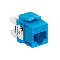 Leviton 5G110-RL5 GigaMax® QuickPort® 5G110-RL5 8-Conductor 8-Position Component Rated UTP Connector, Cat 5e Module, Panel Mount, 1 Ports, Plastic, Blue