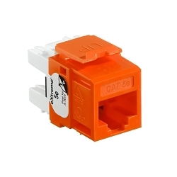 Leviton 5G110-RO5 GigaMax® QuickPort® 5G110-RO5 8-Conductor 8-Position Component Rated UTP Connector, Cat 5e Module, Panel Mount, 1 Ports, Plastic, Orange